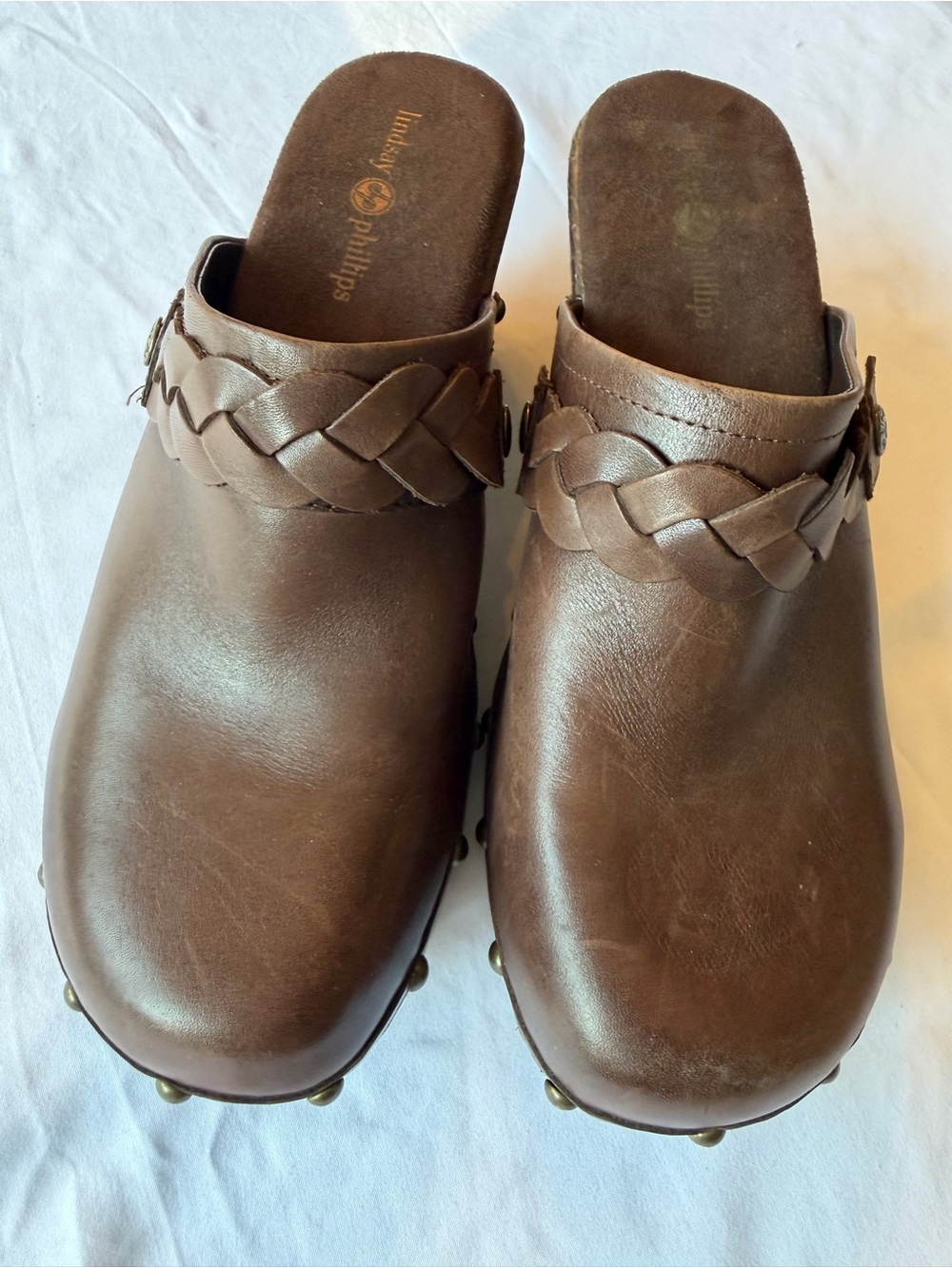 lindsay phillips Brown Braided Leather Karen Clog Mules